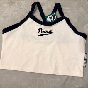 Puma White and Black Strapless Top